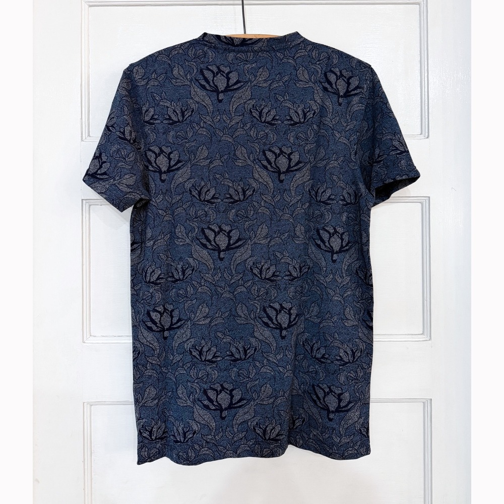 Ted Baker London Floral Jacquard Knit Tee Navy Size 3 M Fitted Indie Vanguard - Picture 4 of 7